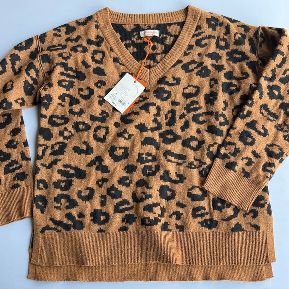 Knox Rose Women's V-Neck Pullover Sweater Camel Brown Small - Picture 3 of 6